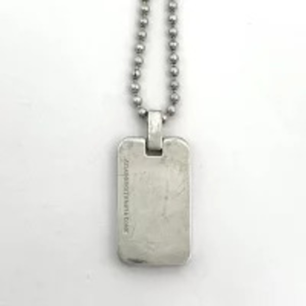 Tiffany Co Atlas Plate Necklace Ball Chain Sterling Silver